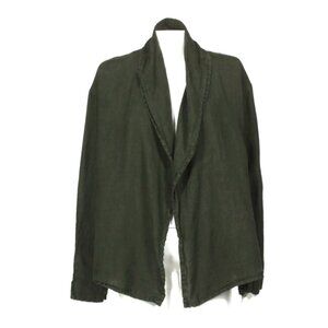 Bryn Walker Linen Hooded Open Front Cardigan Jacket Olive Green sz S USA /774